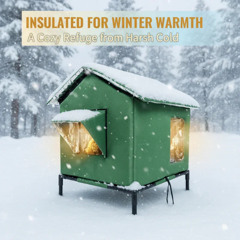 ⏰🔥LIMITED TIME 50% OFF! 🐈 All-Weather Elevated Outdoor Cat House – Waterproof, Insulated & Foldable for Cozy Comfort 🌧️✨