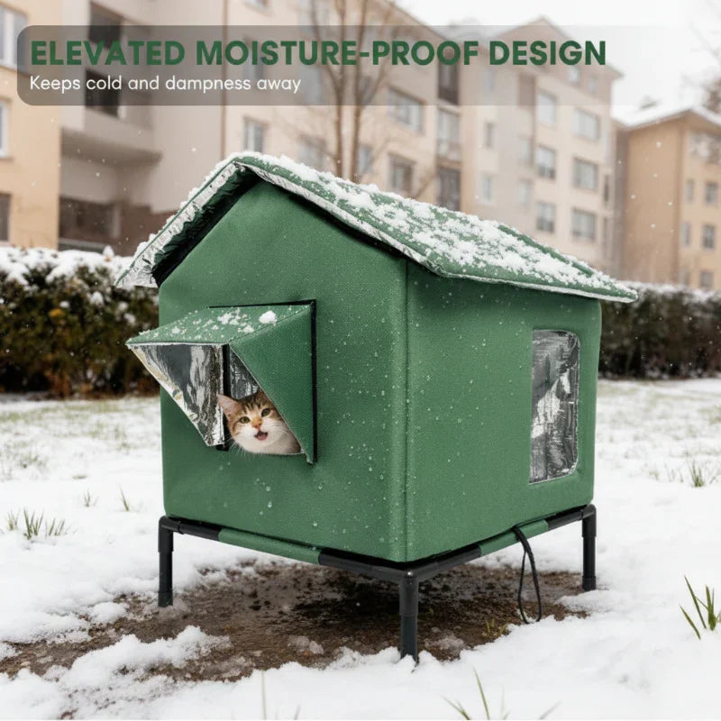 ⏰🔥LIMITED TIME 50% OFF! 🐈 All-Weather Elevated Outdoor Cat House – Waterproof, Insulated & Foldable for Cozy Comfort 🌧️✨