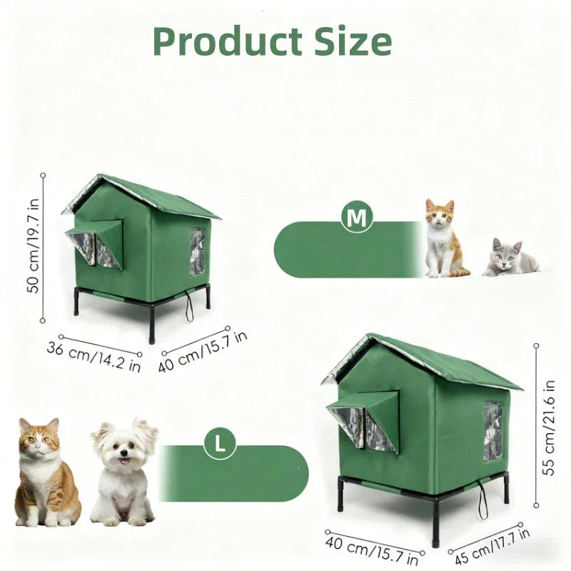⏰🔥LIMITED TIME 50% OFF! 🐈 All-Weather Elevated Outdoor Cat House – Waterproof, Insulated & Foldable for Cozy Comfort 🌧️✨