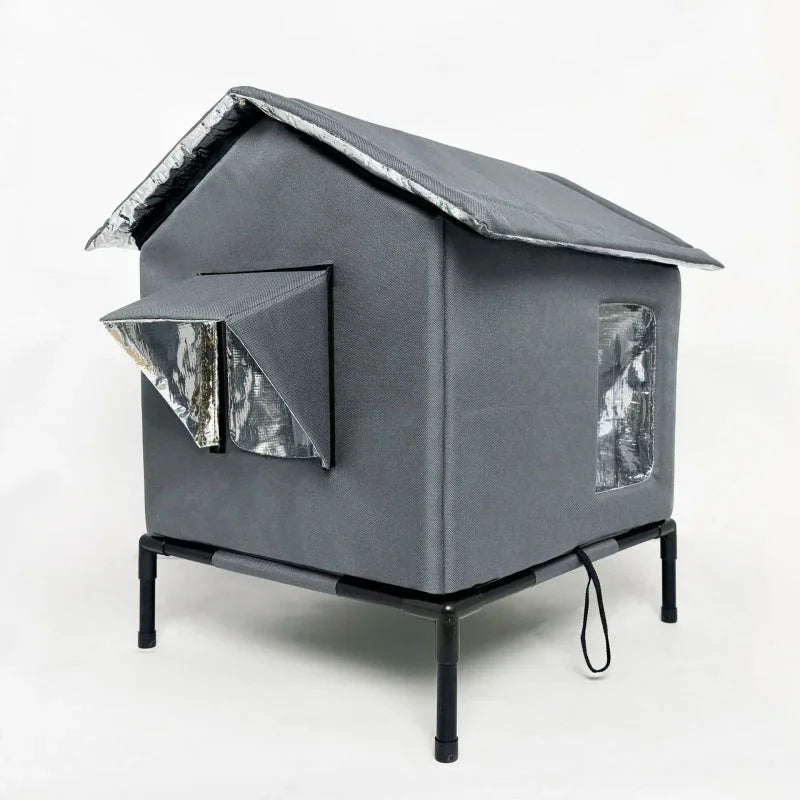 ⏰🔥LIMITED TIME 50% OFF! 🐈 All-Weather Elevated Outdoor Cat House – Waterproof, Insulated & Foldable for Cozy Comfort 🌧️✨
