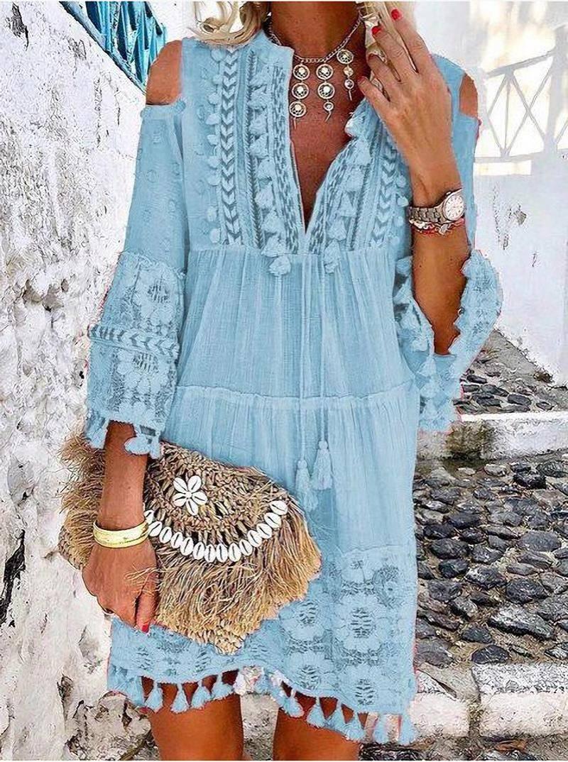 🌸👗Women's Loose Cotton Linen Embroidered Dress