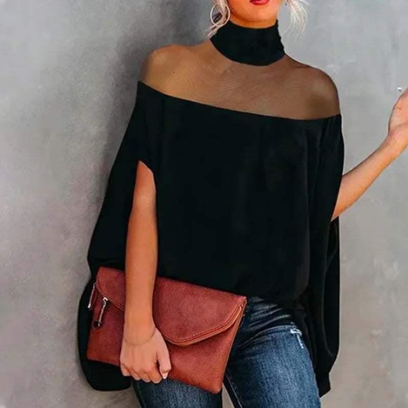 🥳SUMMER HOT SALE💞40% OFF! 🔥Women's Casual High-neck Batwing Blouse