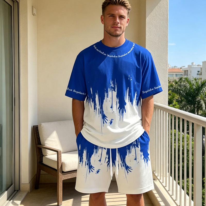 👕 LIMITED-TIME 50% OFF! 🎨 Men's Graphic Print 2-Piece Set – T-Shirt & Shorts, Breathable Polyester, Vibrant Print 🏃‍♂️