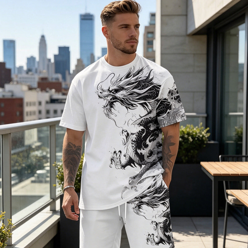 👕 LIMITED-TIME 50% OFF! 🎨 Men's Graphic Print 2-Piece Set – T-Shirt & Shorts, Breathable Polyester, Vibrant Print 🏃‍♂️