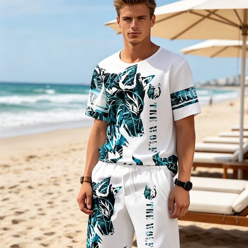 👕 LIMITED-TIME 50% OFF! 🎨 Men's Graphic Print 2-Piece Set – T-Shirt & Shorts, Breathable Polyester, Vibrant Print 🏃‍♂️