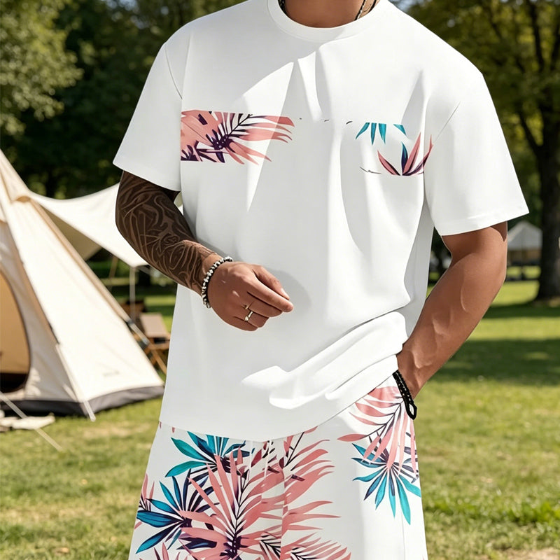 👕 LIMITED-TIME 50% OFF! 🎨 Men's Graphic Print 2-Piece Set – T-Shirt & Shorts, Breathable Polyester, Vibrant Print 🏃‍♂️