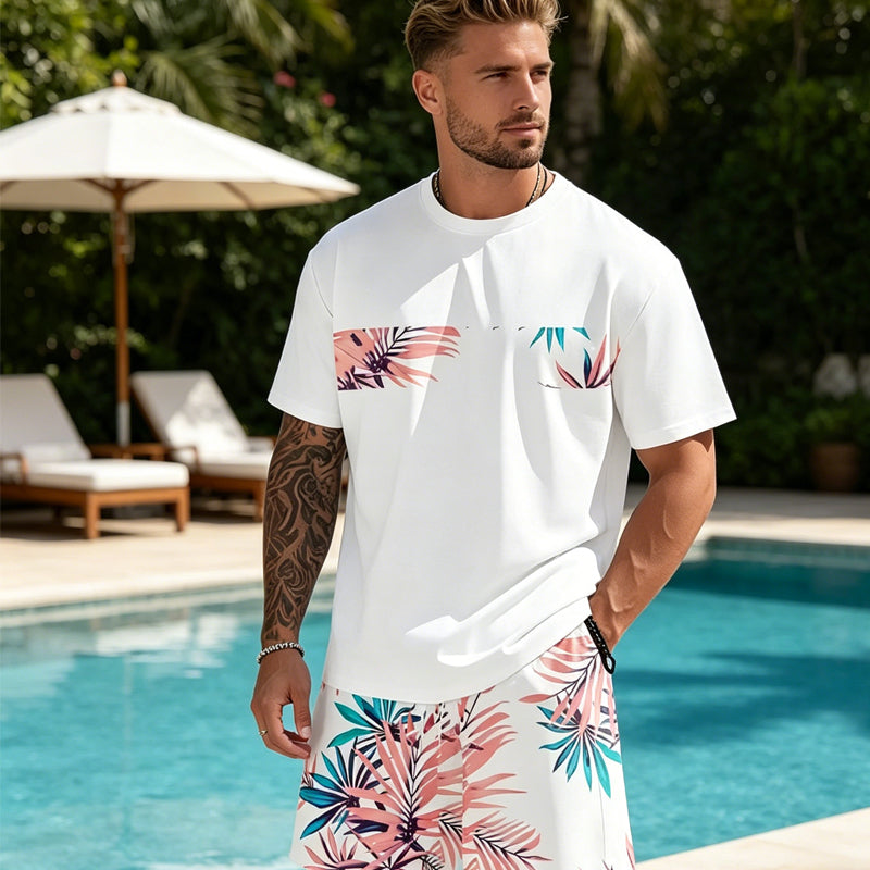 👕 LIMITED-TIME 50% OFF! 🎨 Men's Graphic Print 2-Piece Set – T-Shirt & Shorts, Breathable Polyester, Vibrant Print 🏃‍♂️