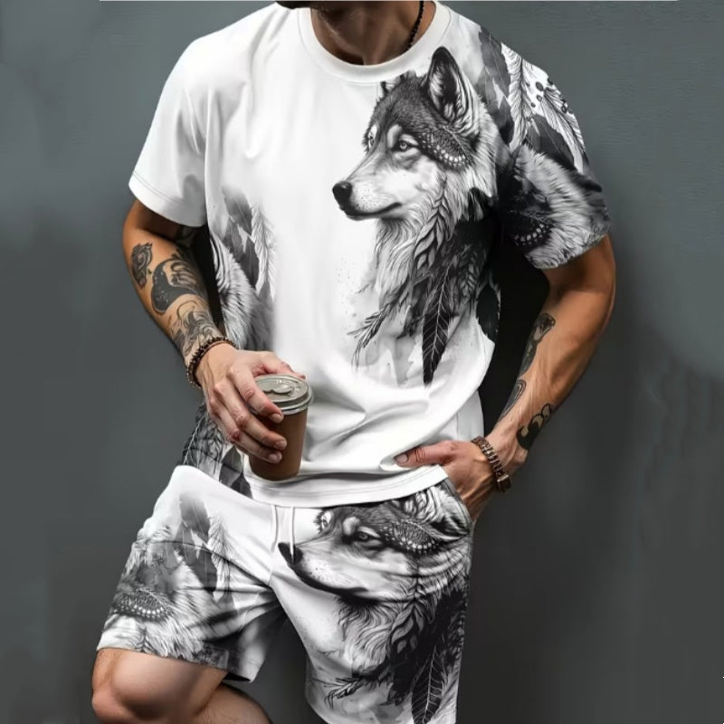 👕 LIMITED-TIME 50% OFF! 🎨 Men's Graphic Print 2-Piece Set – T-Shirt & Shorts, Breathable Polyester, Vibrant Print 🏃‍♂️