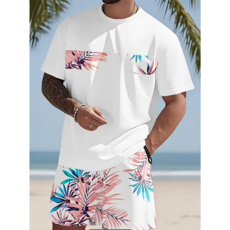 👕 LIMITED-TIME 50% OFF! 🎨 Men's Graphic Print 2-Piece Set – T-Shirt & Shorts, Breathable Polyester, Vibrant Print 🏃‍♂️