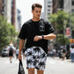 👕 LIMITED-TIME 50% OFF! 🌴 Men's Palm Print 2-Piece Set – T-Shirt & Shorts, Breathable, Relaxed Fit, Drawstring Waist 🏖️