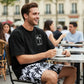 👕 LIMITED-TIME 50% OFF! 🌴 Men's Palm Print 2-Piece Set – T-Shirt & Shorts, Breathable, Relaxed Fit, Drawstring Waist 🏖️