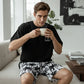 👕 LIMITED-TIME 50% OFF! 🌴 Men's Palm Print 2-Piece Set – T-Shirt & Shorts, Breathable, Relaxed Fit, Drawstring Waist 🏖️