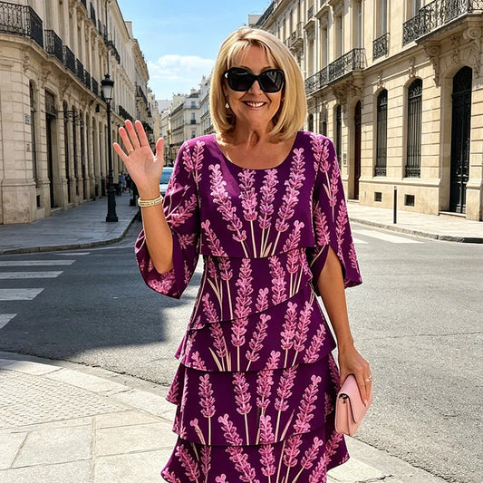 ⏰🔥LIMITED TIME 50% OFF! 🌸 Chic Tiered Midi Dress with Floral Pattern – Flowy, Elegant & Perfect for Any Occasion ✨💃