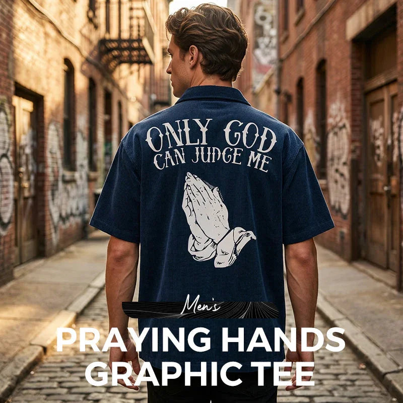 📢📢50% OFF !! ⏰👕 Men's Praying Hands Graphic Tee – Cotton, Casual, Symbolic, Versatile ✨