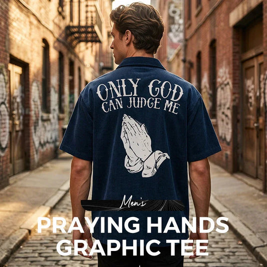 📢📢50% OFF !! ⏰👕 Men's Praying Hands Graphic Tee – Cotton, Casual, Symbolic, Versatile ✨