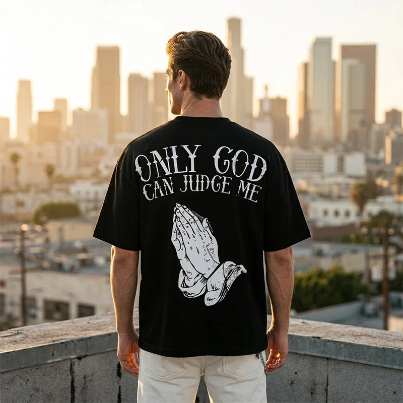 📢📢50% OFF !! ⏰👕 Men's Praying Hands Graphic Tee – Cotton, Casual, Symbolic, Versatile ✨