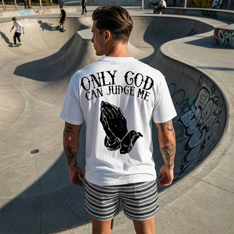 📢📢50% OFF !! ⏰👕 Men's Praying Hands Graphic Tee – Cotton, Casual, Symbolic, Versatile ✨