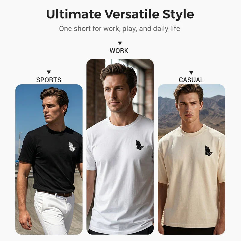 📢📢50% OFF !! ⏰👕 Men's Praying Hands Graphic Tee – Cotton, Casual, Symbolic, Versatile ✨