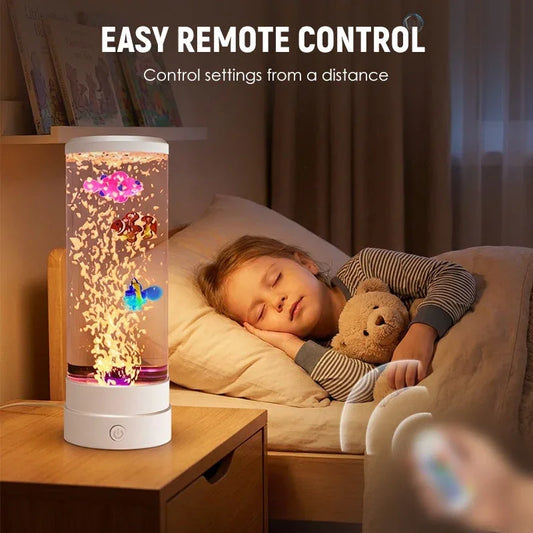 🐟 50% OFF NOW! 💧 LED Fish Aquarium Bubble Lamp – 7-Color LED & Remote Control – USB/Battery Powered & Zen Ambience 🏠