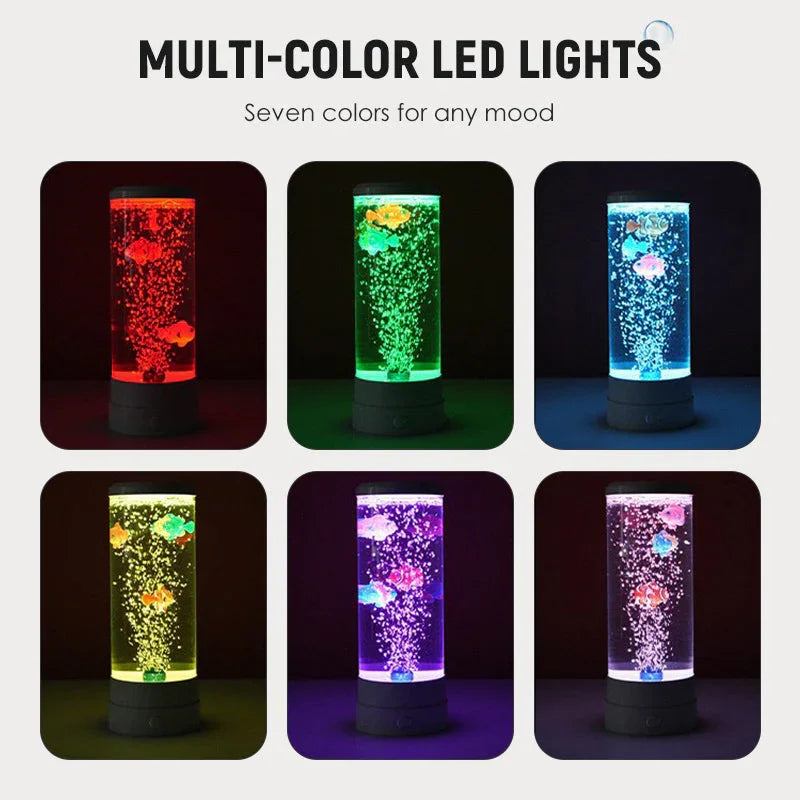 🐟 50% OFF NOW! 💧 LED Fish Aquarium Bubble Lamp – 7-Color LED & Remote Control – USB/Battery Powered & Zen Ambience 🏠