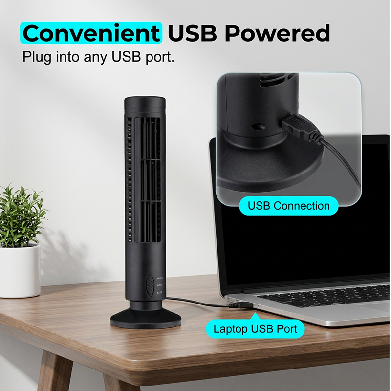 🎁2026 New Arrivals 50% OFF💥 USB-Powered Bladeless Tower Fan