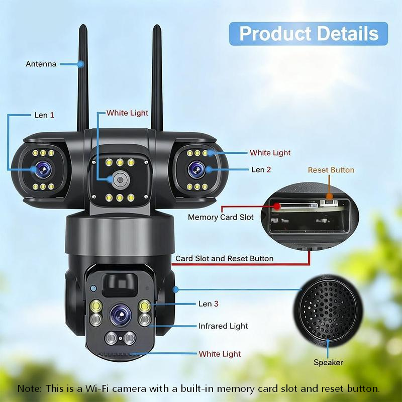 ⏰🔥LIMITED TIME 50% OFF!🔥50K+ SOLD! 6K 9MP Outdoor Wi-Fi Security Camera | 3 Lenses, 360° PTZ | IP66 Waterproof, Color Night Vision, Two-Way Audio, Motion Tracking