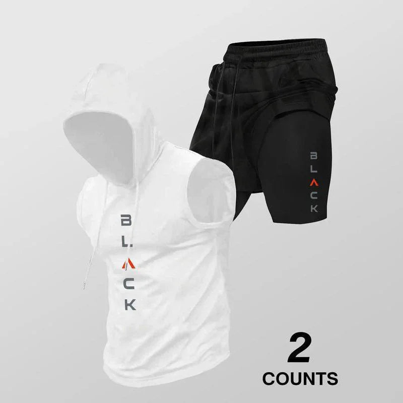 🏃 50% OFF NOW + Free shipping 💪 Men’s Sleeveless Hoodie & Shorts Set – Athletic & Casual Fit – Breathable & Quick-Dry 🏋️‍♂️