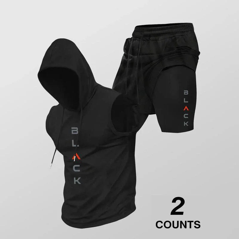 🏃 50% OFF NOW + Free shipping 💪 Men’s Sleeveless Hoodie & Shorts Set – Athletic & Casual Fit – Breathable & Quick-Dry 🏋️‍♂️