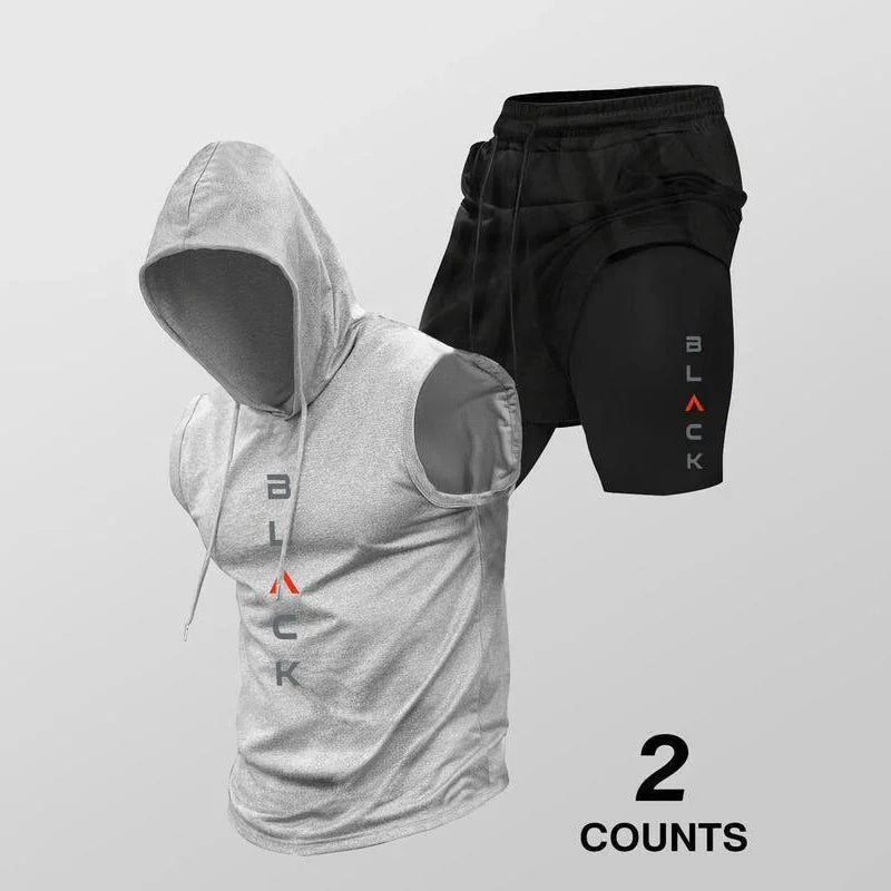 🏃 50% OFF NOW + Free shipping 💪 Men’s Sleeveless Hoodie & Shorts Set – Athletic & Casual Fit – Breathable & Quick-Dry 🏋️‍♂️