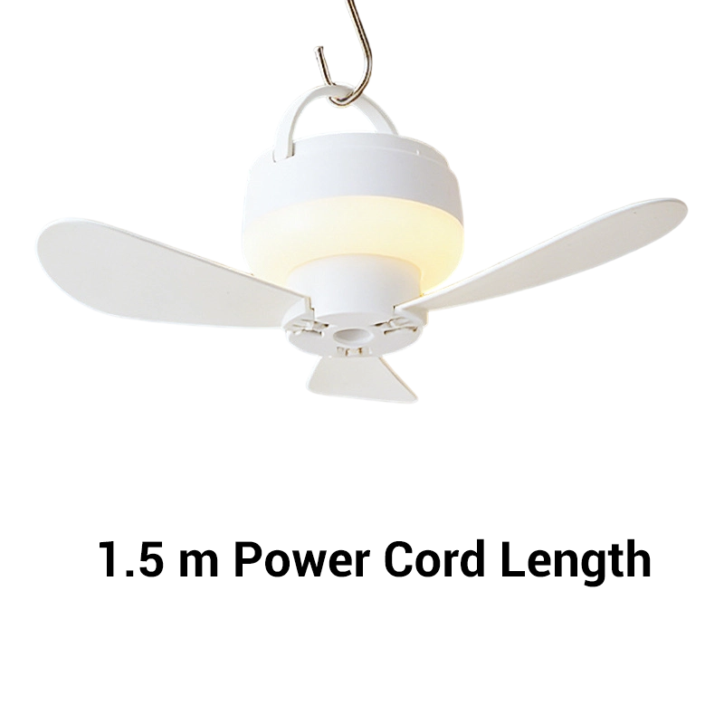 🥳2026 HOT SALE🥳💞50K+ SOLD!🏕️💤 50% OFF! Rechargeable Hanging Fan with LED Light – Silent breeze, soft night glow. Hooks anywhere, 1.5m cord. Sleep cool under canvas! 🌙✨