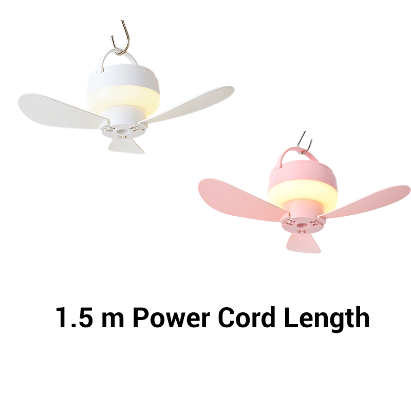 🥳2026 HOT SALE🥳💞50K+ SOLD!🏕️💤 50% OFF! Rechargeable Hanging Fan with LED Light – Silent breeze, soft night glow. Hooks anywhere, 1.5m cord. Sleep cool under canvas! 🌙✨
