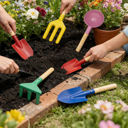 6-Piece Gardening Tool Set with Wooden Handles