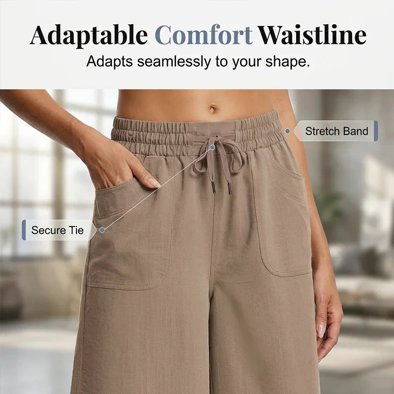 👖 50% OFF NOW!☁️ Women's Solid Loose Capri Pants – Elastic Waist & Deep Pockets – Breathable Casual Trousers ✨