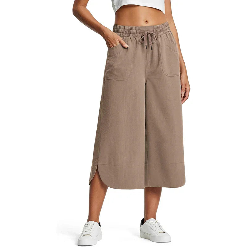 👖 50% OFF NOW!☁️ Women's Solid Loose Capri Pants – Elastic Waist & Deep Pockets – Breathable Casual Trousers ✨
