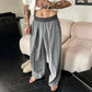 Men's Pleated Wide-Leg Trousers with Elastic Waist