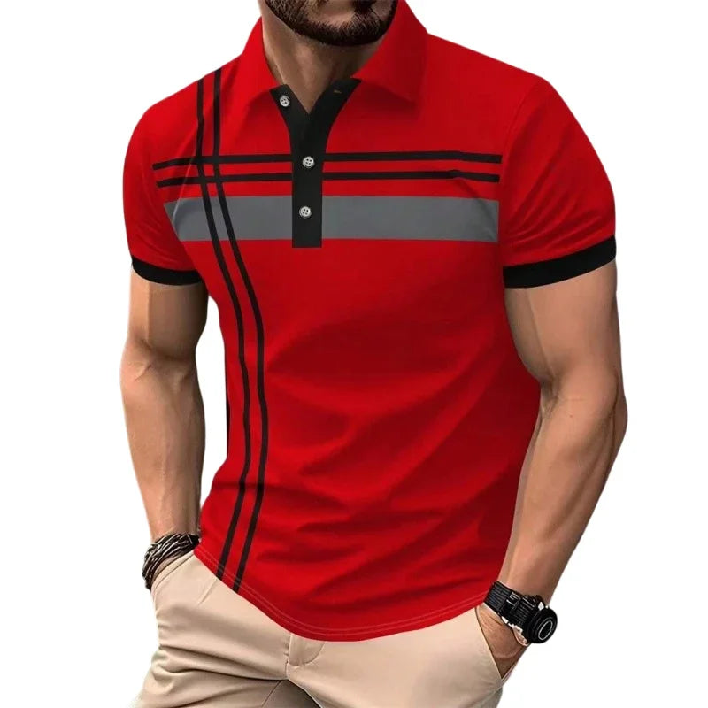 👔 LIMITED-TIME 50% OFF! ✨ Men's Striped Top – Short Sleeve, Collared ✨
