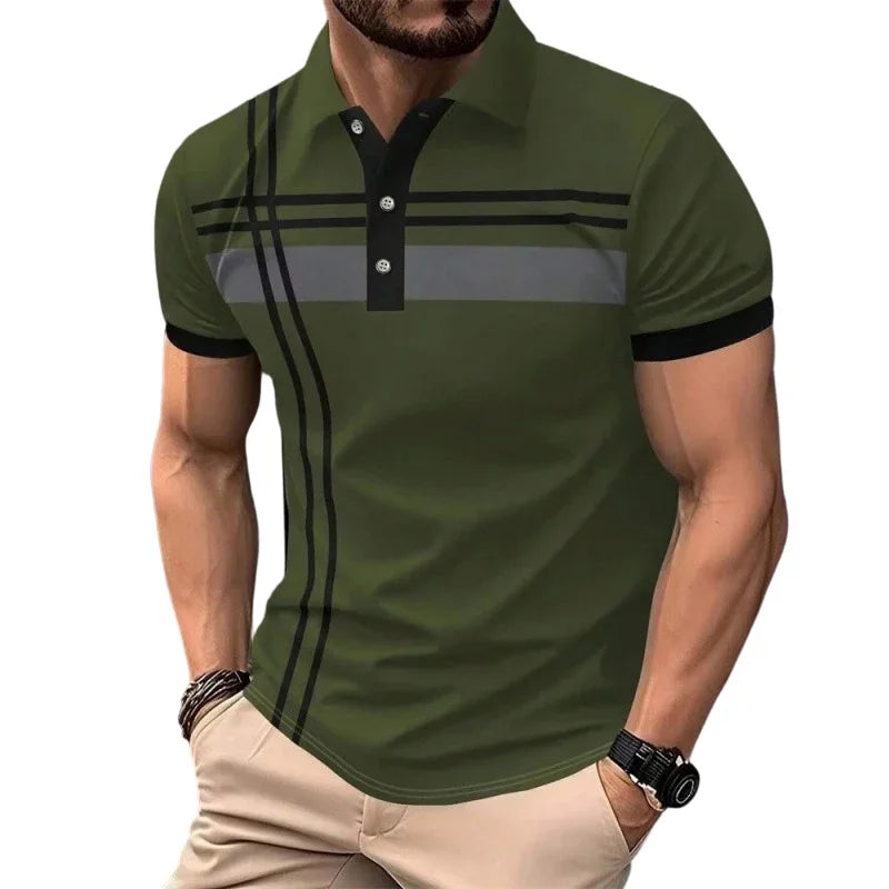 👔 LIMITED-TIME 50% OFF! ✨ Men's Striped Top – Short Sleeve, Collared ✨