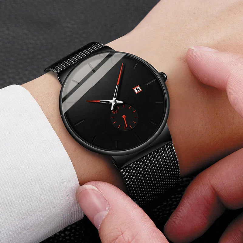 ⌚ LIMITED-TIME 50% OFF + Free shipping! ✨ Men's Minimalist Quartz Watch – Waterproof, Stainless Steel Mesh ✨