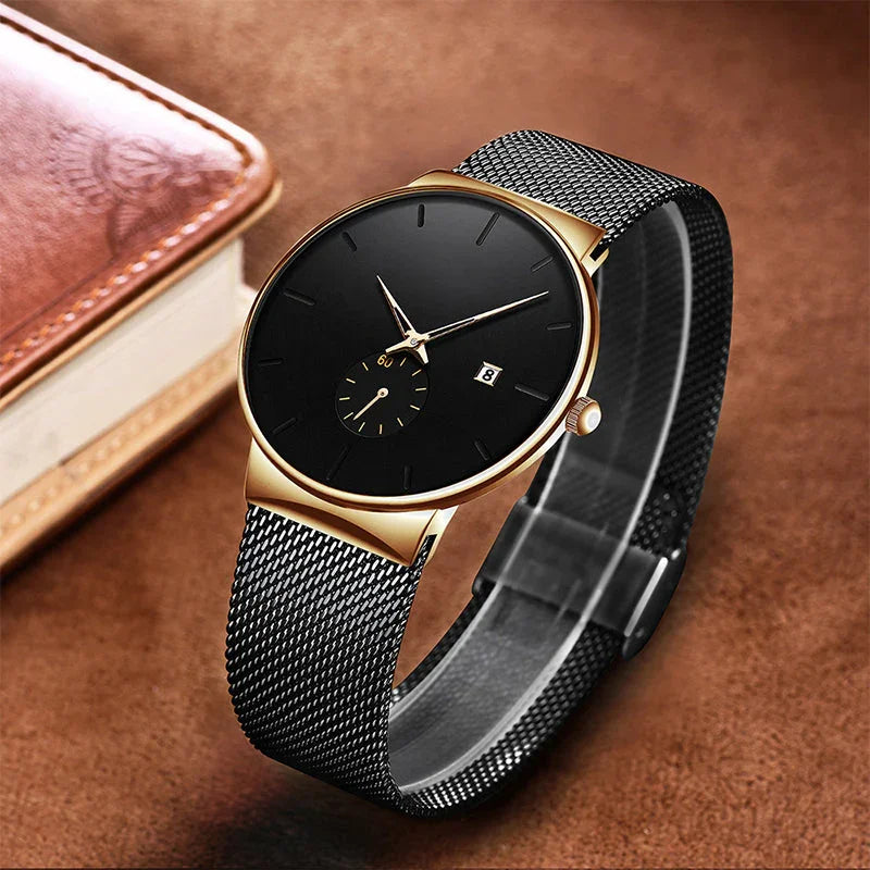 ⌚ LIMITED-TIME 50% OFF + Free shipping! ✨ Men's Minimalist Quartz Watch – Waterproof, Stainless Steel Mesh ✨