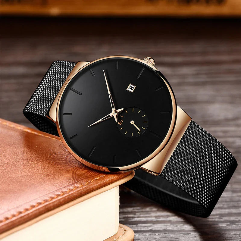 ⌚ LIMITED-TIME 50% OFF + Free shipping! ✨ Men's Minimalist Quartz Watch – Waterproof, Stainless Steel Mesh ✨