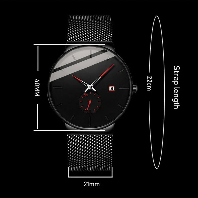⌚ LIMITED-TIME 50% OFF + Free shipping! ✨ Men's Minimalist Quartz Watch – Waterproof, Stainless Steel Mesh ✨