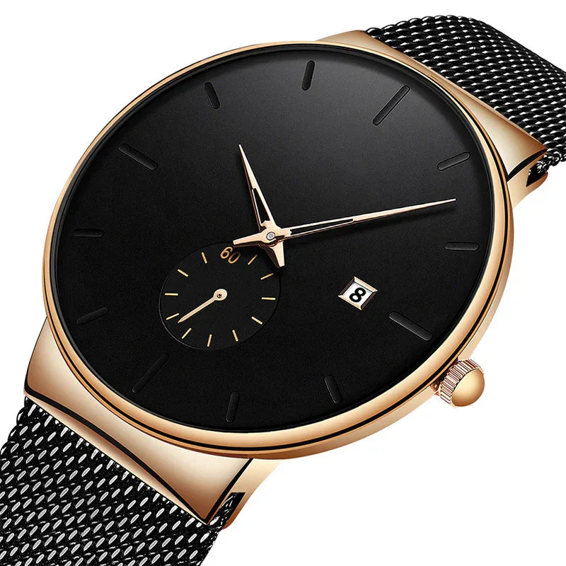 ⌚ LIMITED-TIME 50% OFF + Free shipping! ✨ Men's Minimalist Quartz Watch – Waterproof, Stainless Steel Mesh ✨