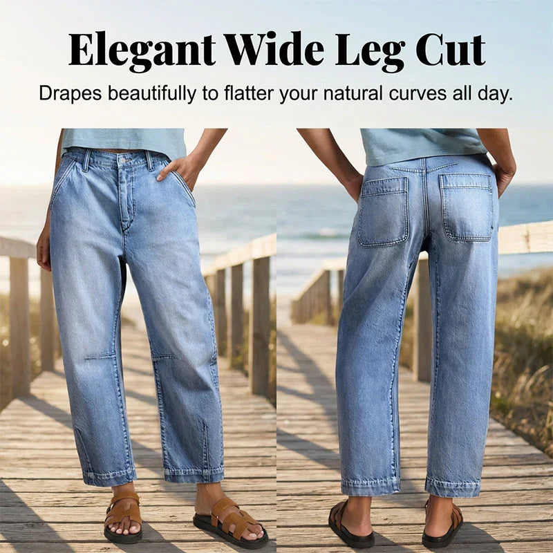 📢📢50% OFF !! ⏰Women's High Waisted Cropped Barrel Jeans