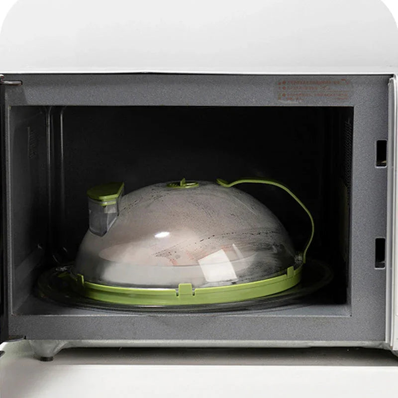 Clear Microwave Splatter Cover with Water Steamer and Handle