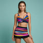 👙 LIMITED-TIME 50% OFF! ✨ Women's Striped Two-Piece Swimsuit – Wrap Top, High-Waist, Ruffle 🌊