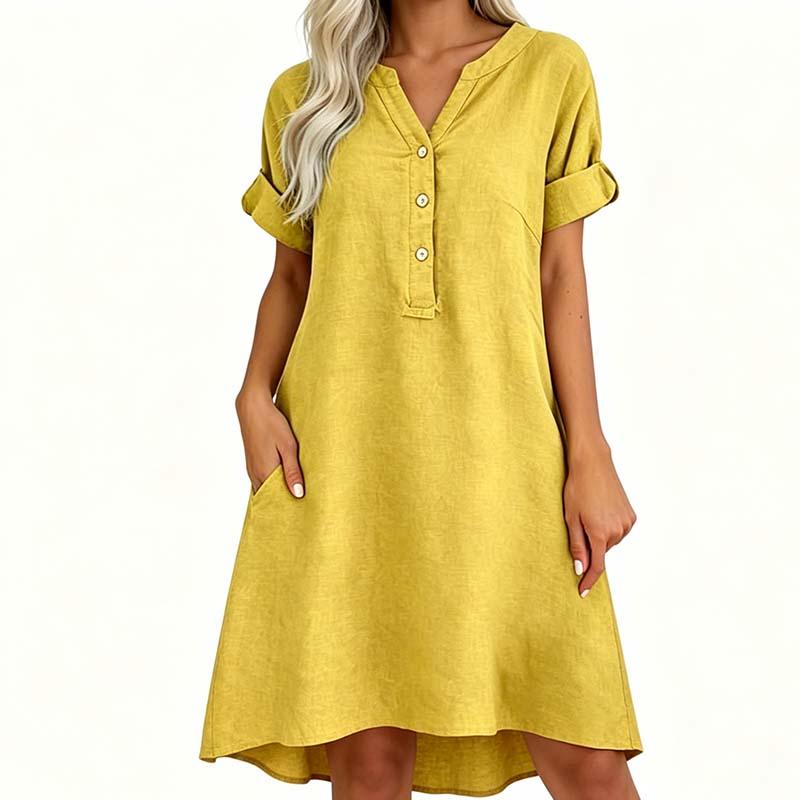 👗 LIMITED-TIME 50% OFF! ✨ Women's V-Neck Tunic Dress – Button Down, 12 Colors, Plus Size 🌸