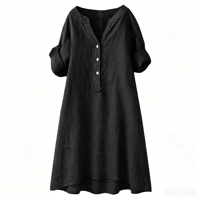 👗 LIMITED-TIME 50% OFF! ✨ Women's V-Neck Tunic Dress – Button Down, 12 Colors, Plus Size 🌸