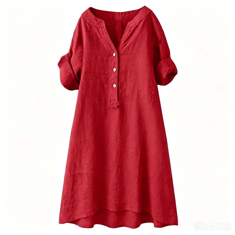 👗 LIMITED-TIME 50% OFF! ✨ Women's V-Neck Tunic Dress – Button Down, 12 Colors, Plus Size 🌸