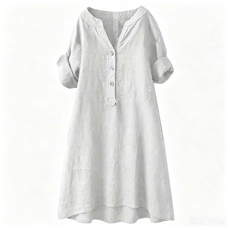 👗 LIMITED-TIME 50% OFF! ✨ Women's V-Neck Tunic Dress – Button Down, 12 Colors, Plus Size 🌸