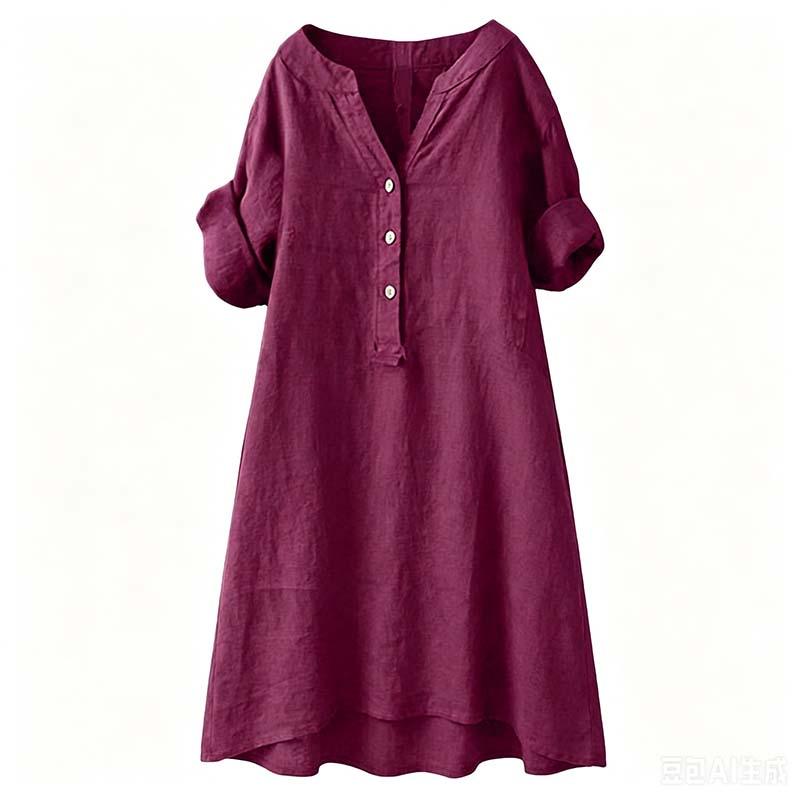 👗 LIMITED-TIME 50% OFF! ✨ Women's V-Neck Tunic Dress – Button Down, 12 Colors, Plus Size 🌸